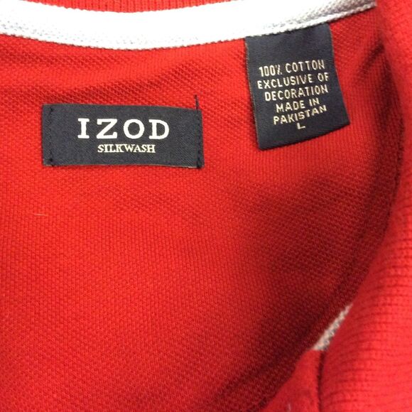 Izod silkwash polo style Shirt 100% Cotton 2 Button Collared Mens Size Large - Picture 4 of 5